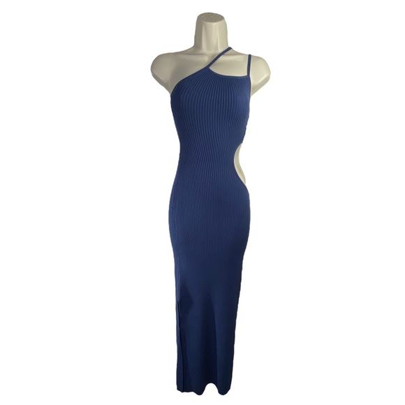 h:ours | NWT Evelyne Cut Out Knit Dress in Midnight Blue Size L - Picture 3 of 10